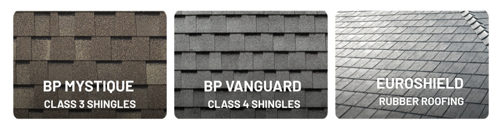 Three images showing the different shingles to choose from.